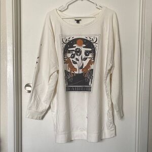 White Graphic Long Sleeve Shirt